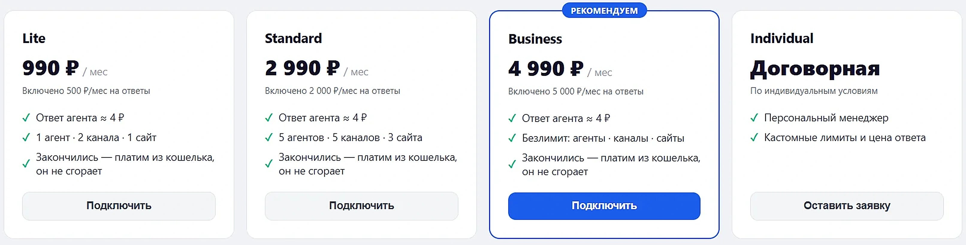 Экран тарифов и баланса в кабинете Ноя